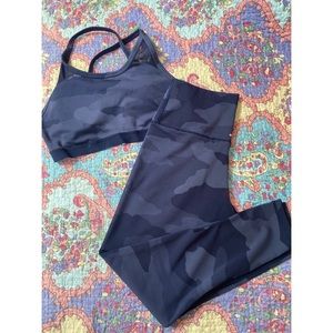 Aerie Blue Camo Padded Adjustable Strap Sports Bra